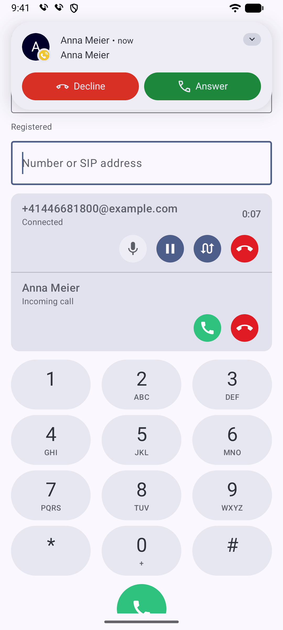 A second call coming in during a call